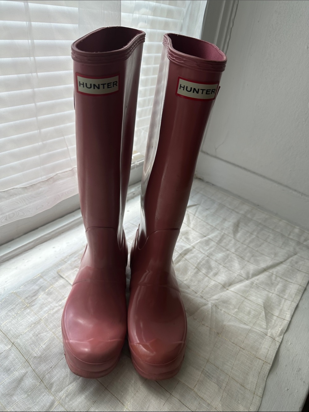 Hunter Glossy Rose Pink Tall Rain Boots